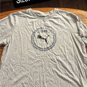 Puma White Men's Tee with Blue Logo